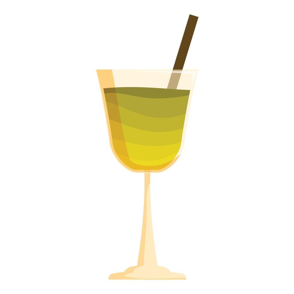 Yellow cocktail with straw in elegant glass standing on white background vector