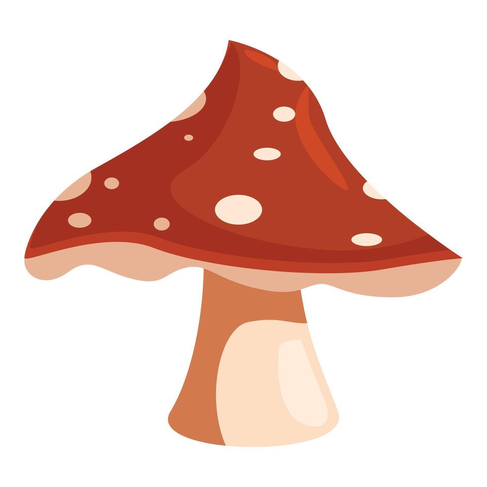 Big red mushroom with white spots growing in the forest vector