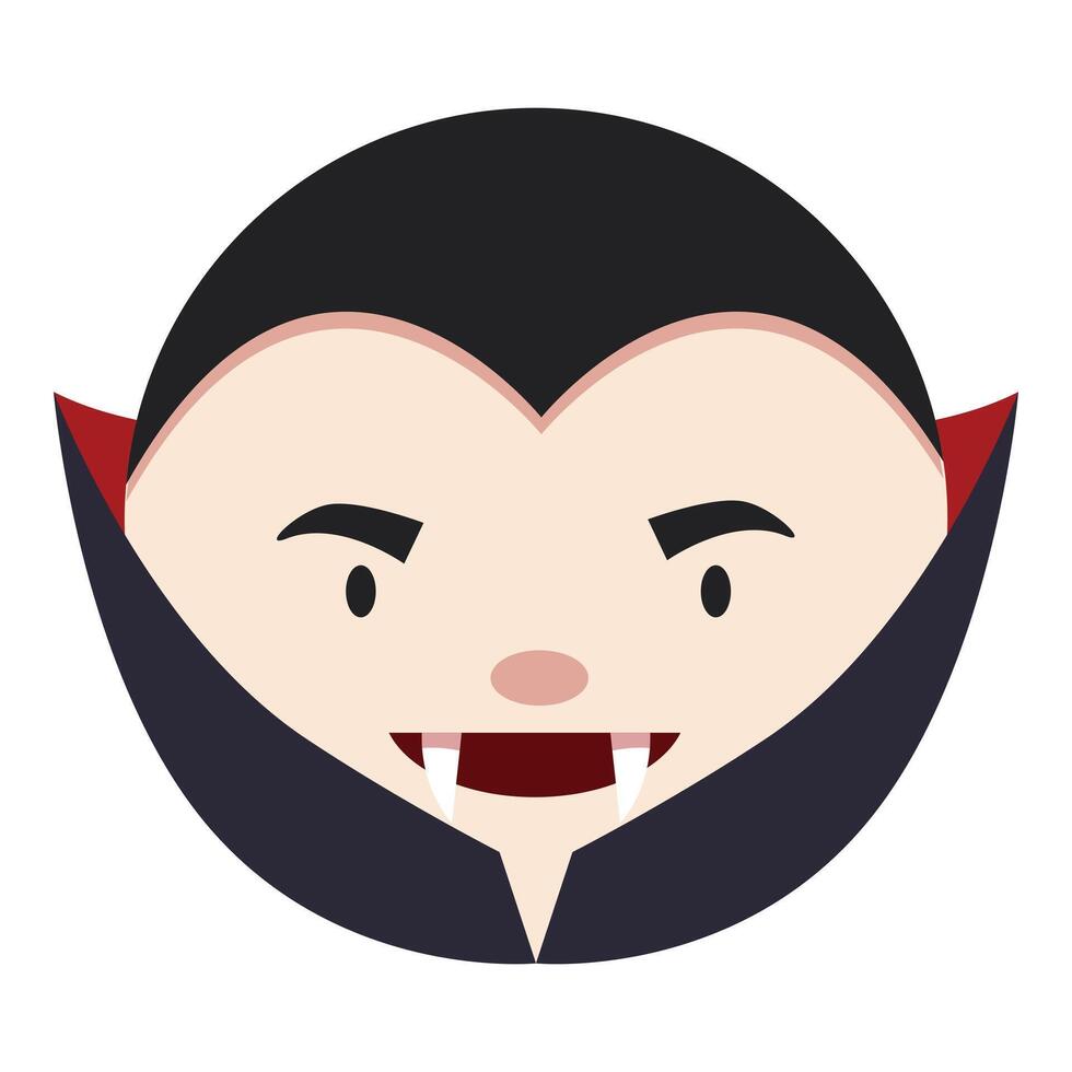 Cute little dracula smiling showing fangs wearing black cape vector