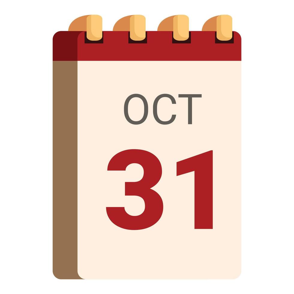 Tear off calendar page showing october 31st vector