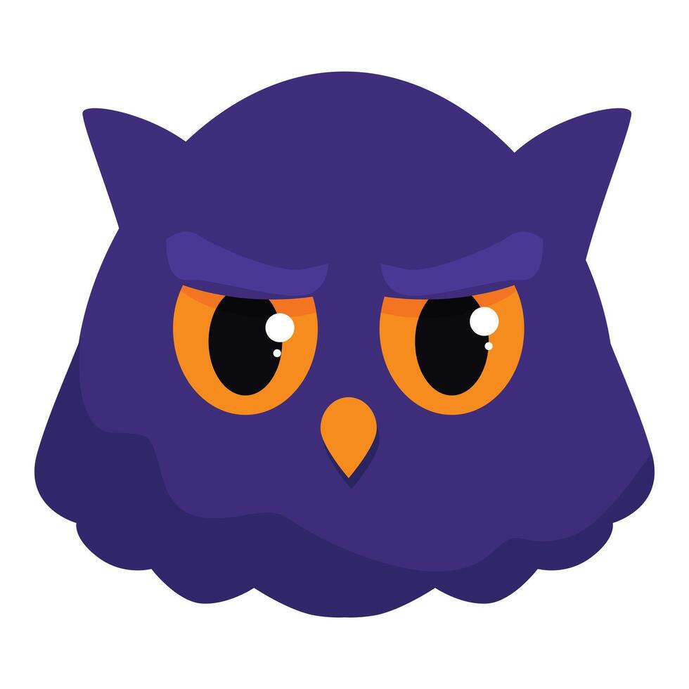 Purple owl staring with intense orange eyes vector