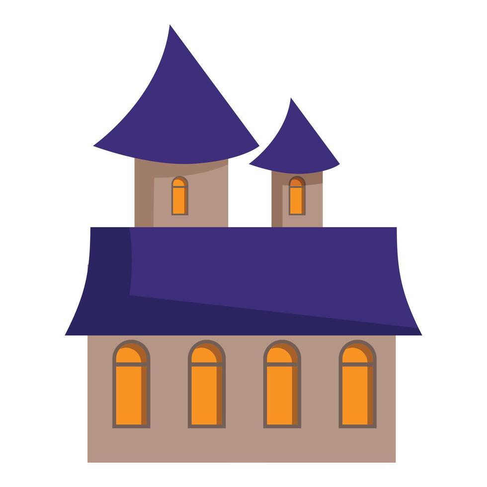 Spooky castle with lit windows shining in the night vector