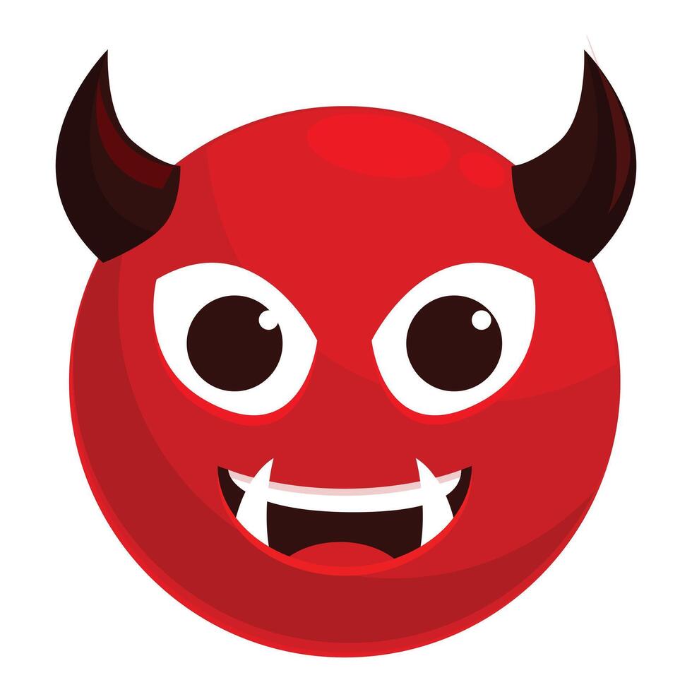 Red devil emoji showing its teeth and looking mischievous vector