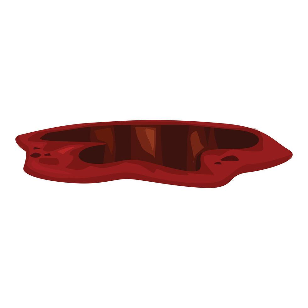 Big hole trap covered with red cloth presenting threatening concept vector