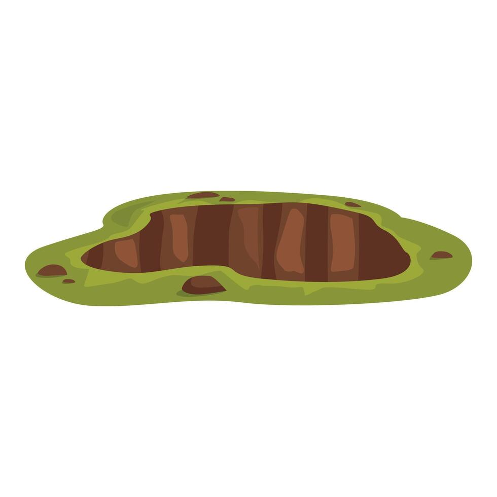 Big hole surrounded by green grass on white background vector