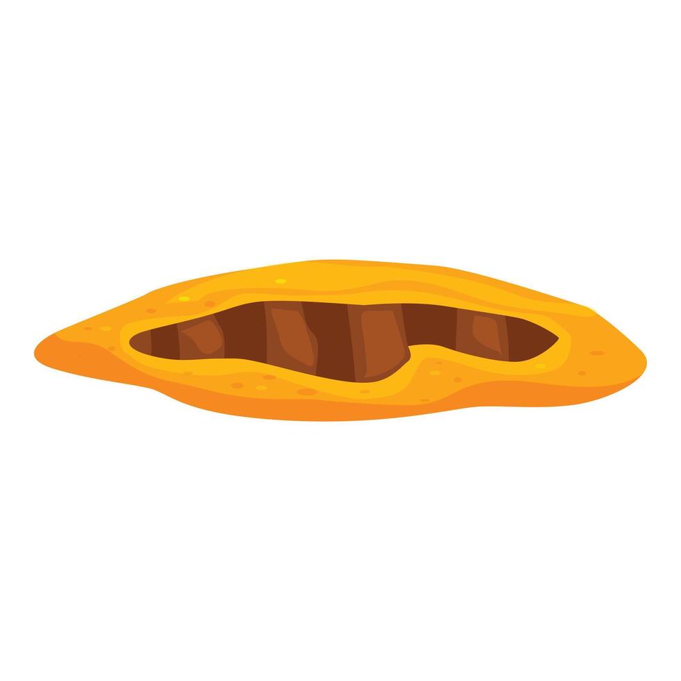 Big animal trap pit with open entrance covered by leaves vector
