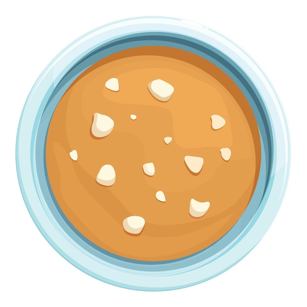 Peanut butter spread in blue bowl top view vector