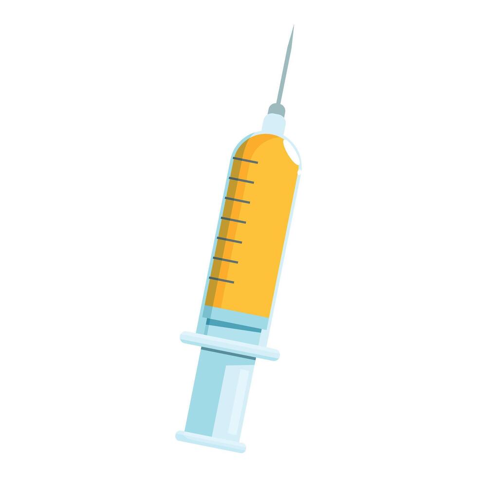 Medical syringe filled with yellow liquid for injection vector