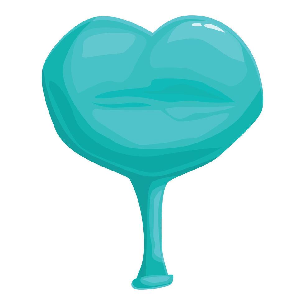 Cartoon turquoise lips forming a heart shape standing on a thin stem vector
