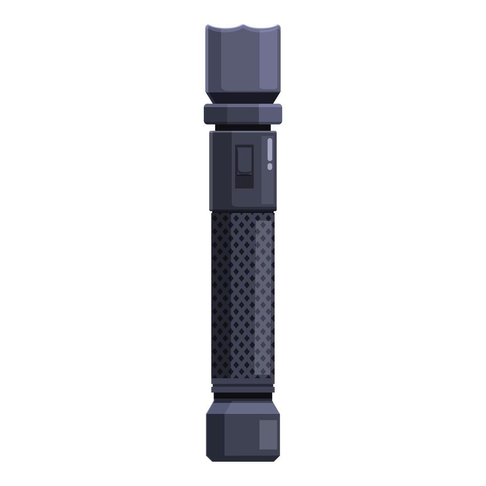 Tactical flashlight emitting light in the dark vector