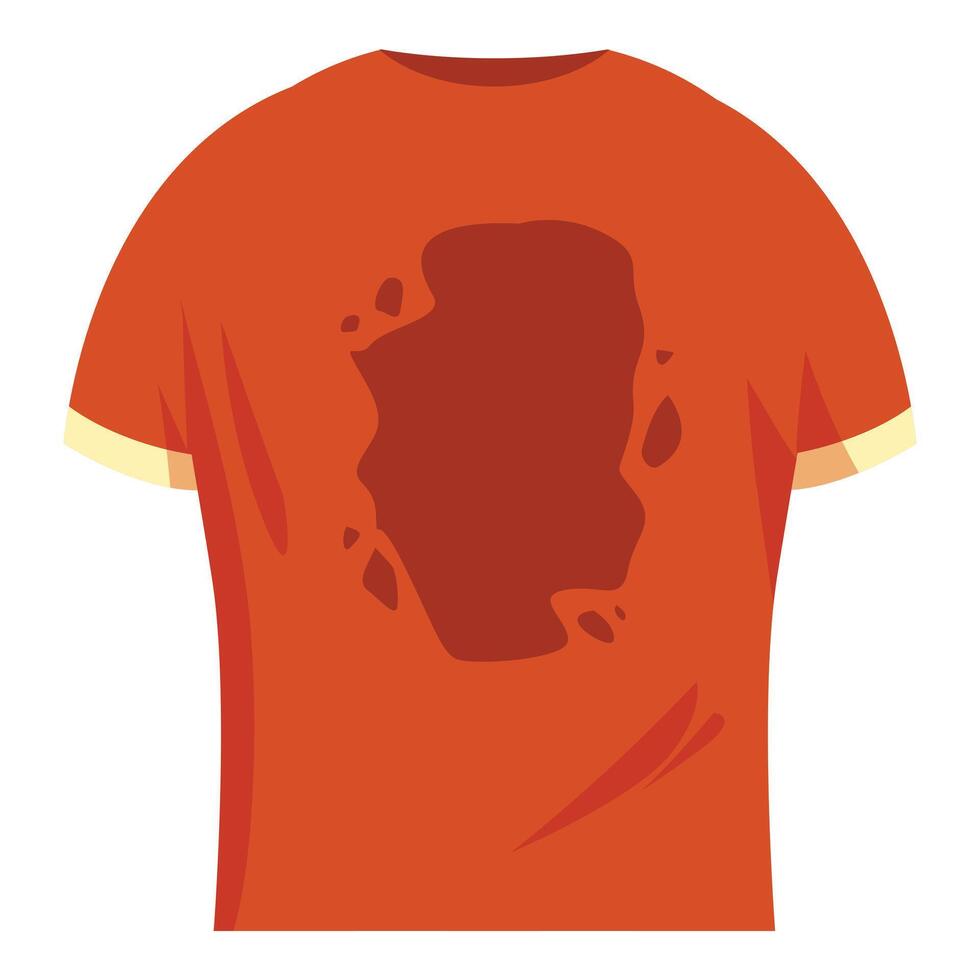 Orange t shirt with large dirt stain showing concept of laundry day vector