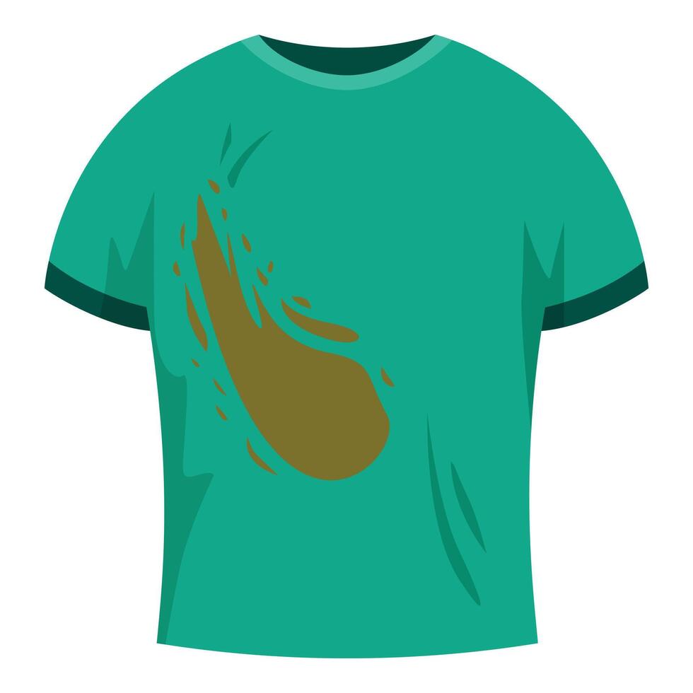 Green t shirt showing stain after laundry mishap vector