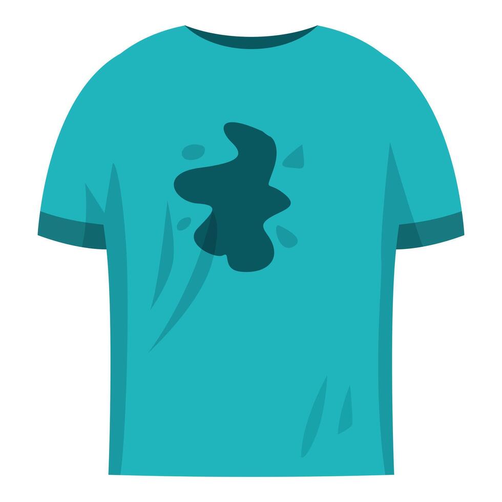 Turquoise t shirt with a big stain showing dirty laundry concept vector
