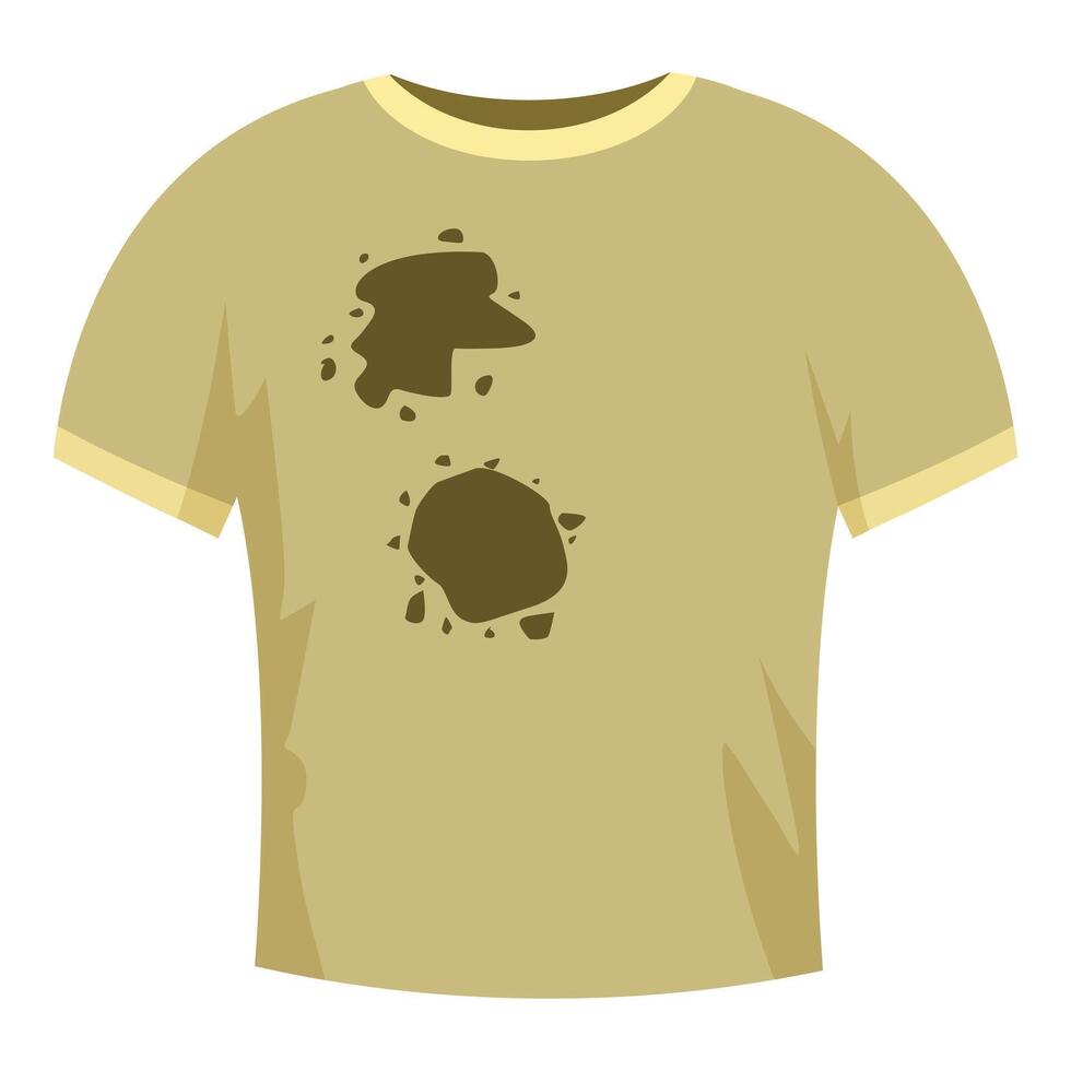 Dirty t shirt with mud stains needs washing after work in the garden vector