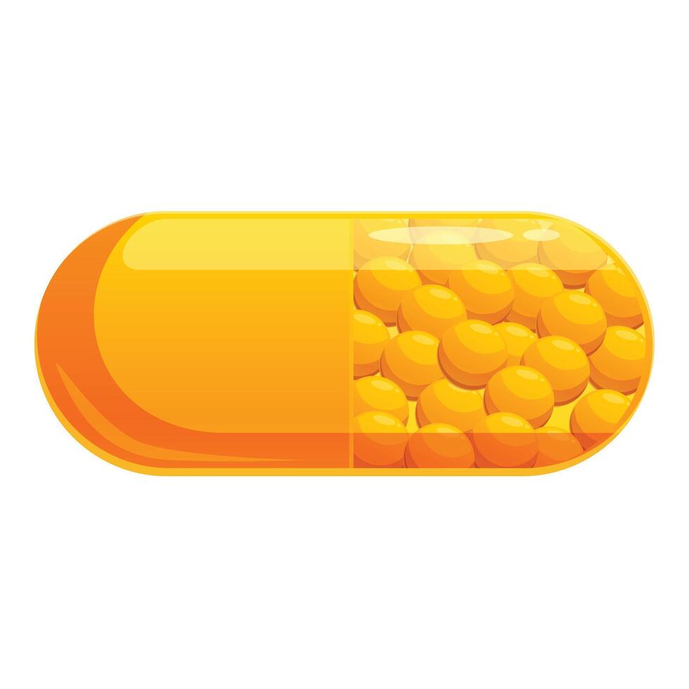 Orange capsule containing micro granules is showing medical innovation vector