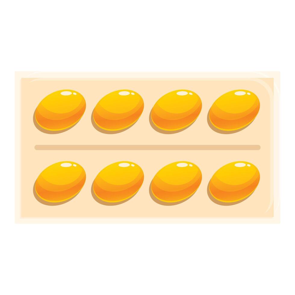 Blister pack containing oval shaped yellow vitamins or pills vector