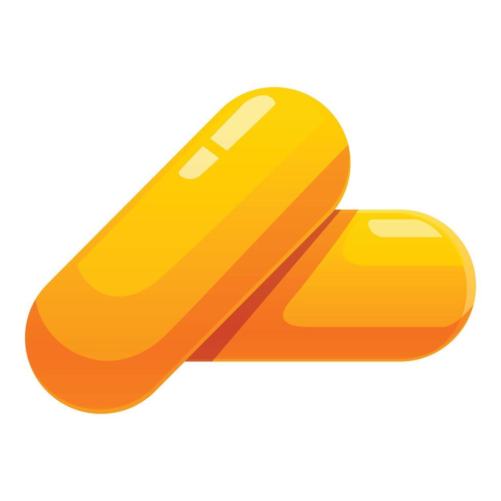 Two yellow pills lying on top of each other vector