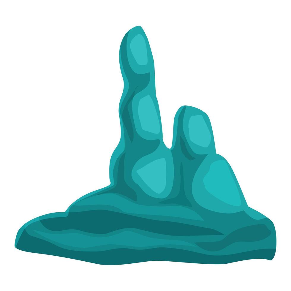 Turquoise rock formation pointing upwards on white background vector