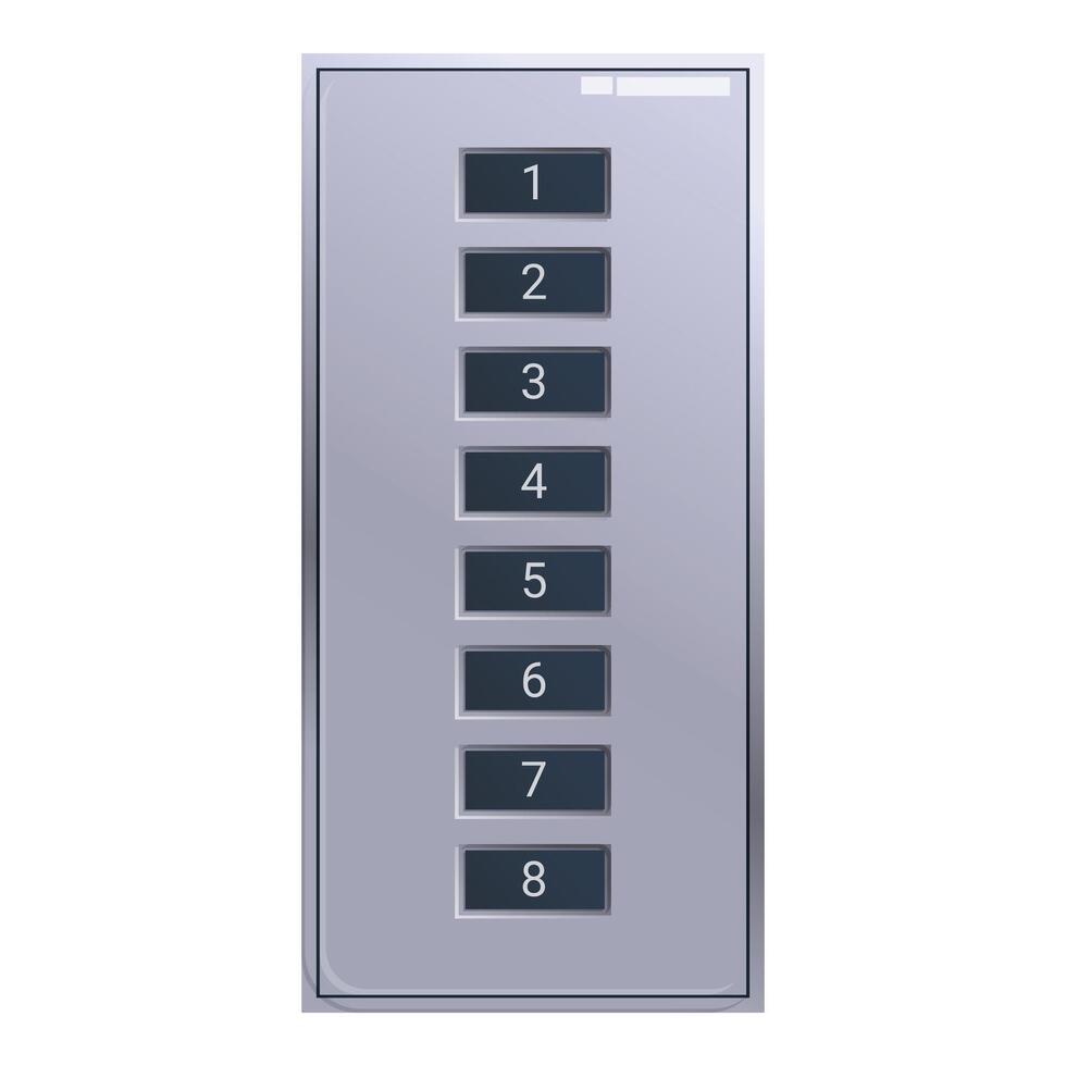 Modern elevator button panel showing floor numbers one through eight vector