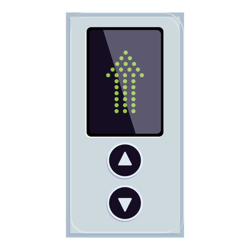 Modern elevator control panel showing up arrow displaying floor level vector