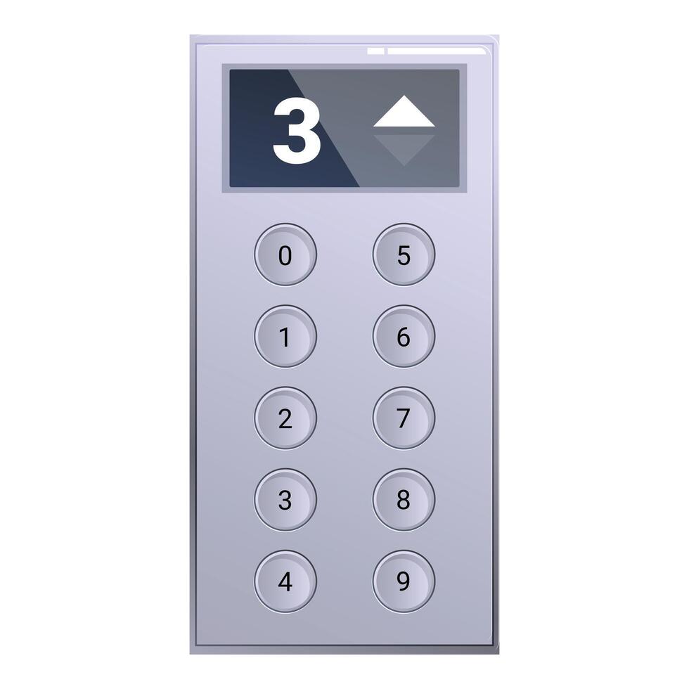 Modern elevator control panel showing floor number three vector