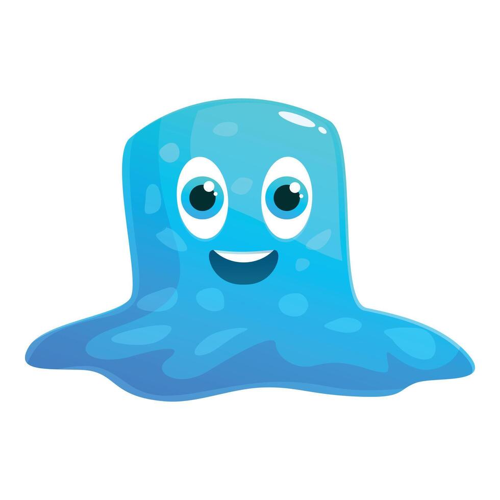 Cute blue slime monster smiling and having fun vector