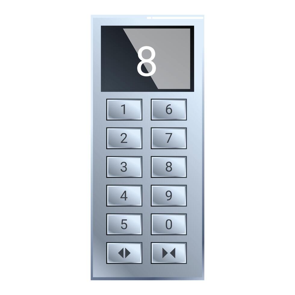 Modern elevator control panel showing floor eight vector