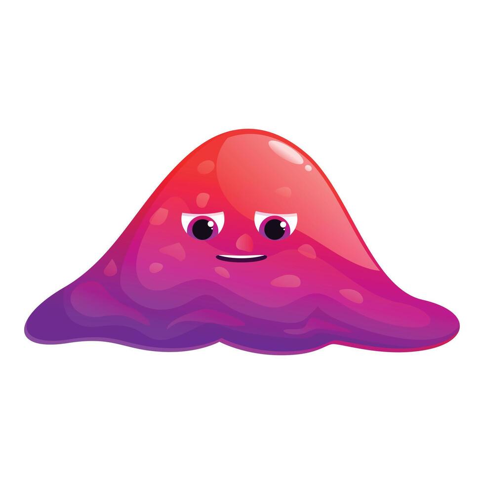 Red jelly monster smiling with half closed eyes vector