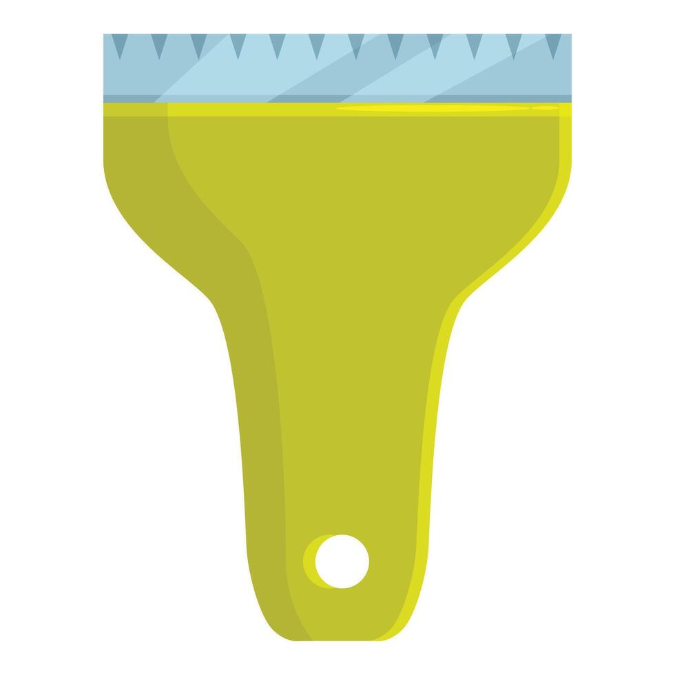 Green putty knife with plastic handle spreading something vector