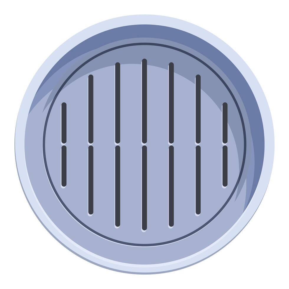 Round manhole cover with ventilation grills icon cartoon style vector
