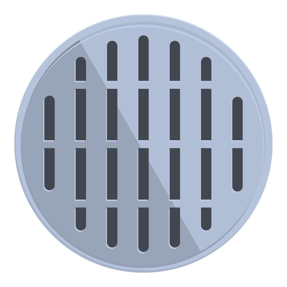 Round metal manhole cover lying on street vector
