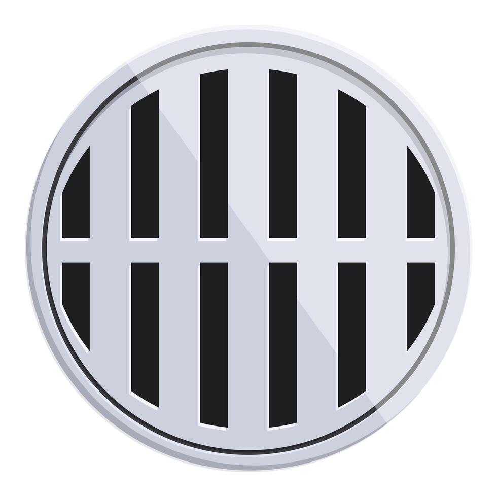 Round manhole cover casting a shadow on white background vector