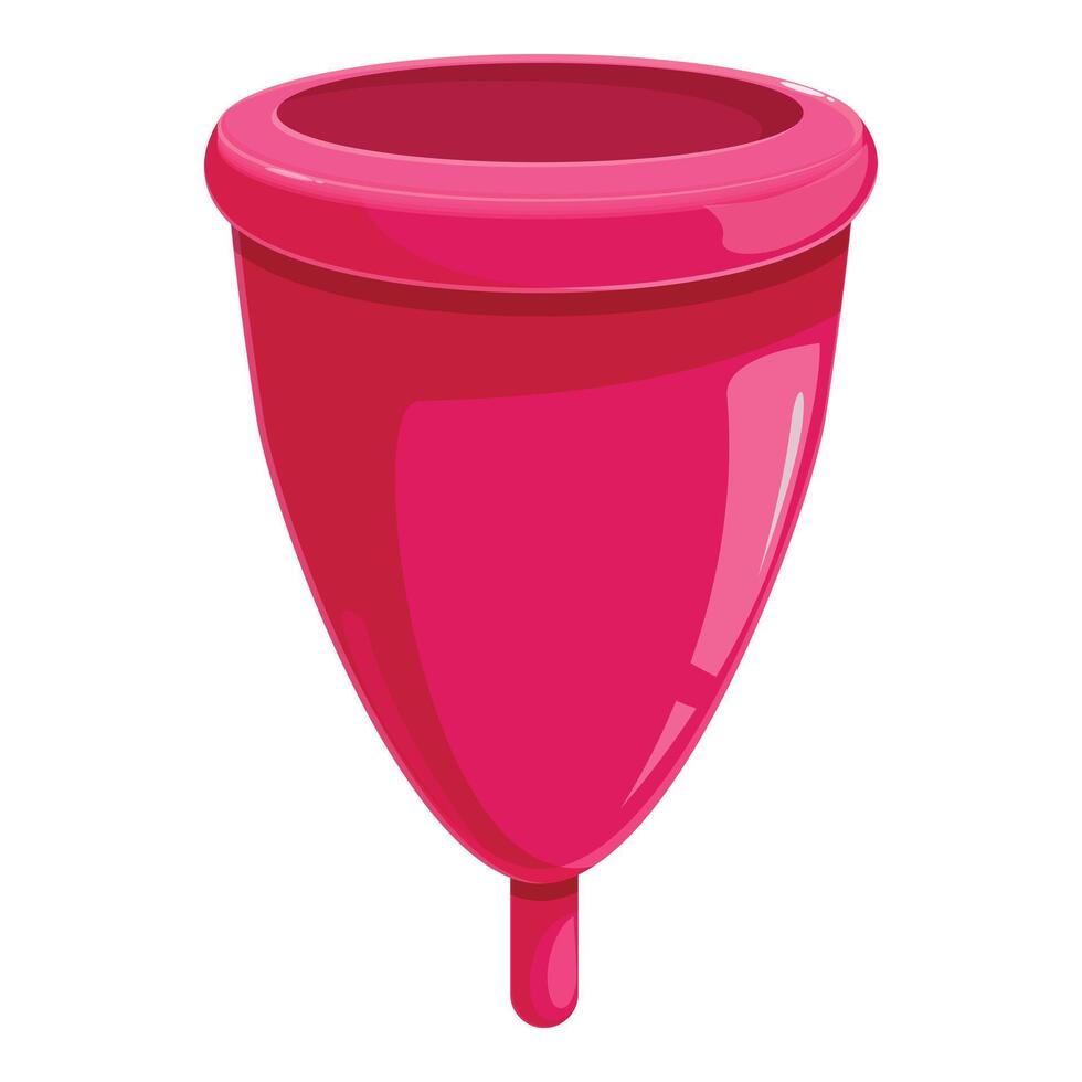 Pink menstrual cup standing up on white background vector