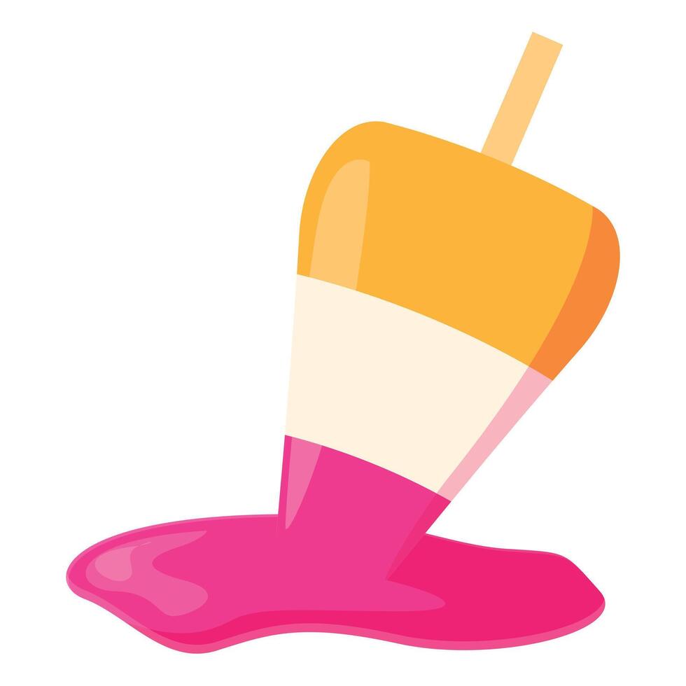 Melting ice cream popsicle dripping on the ground vector