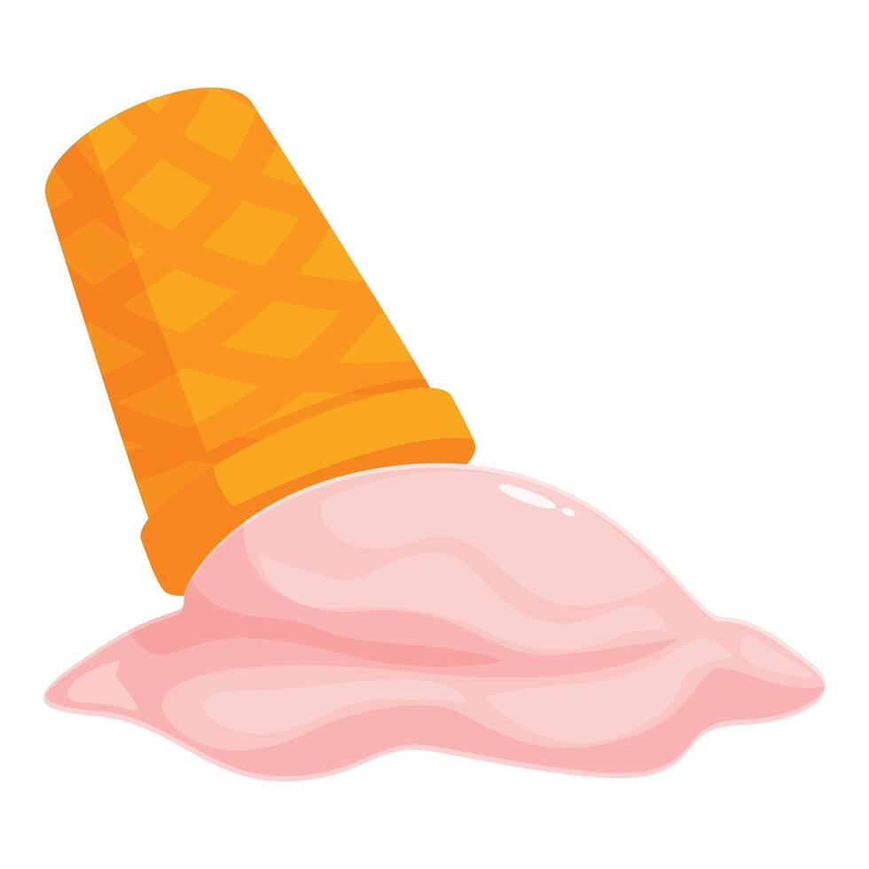 Strawberry ice cream cone dropping upside down vector