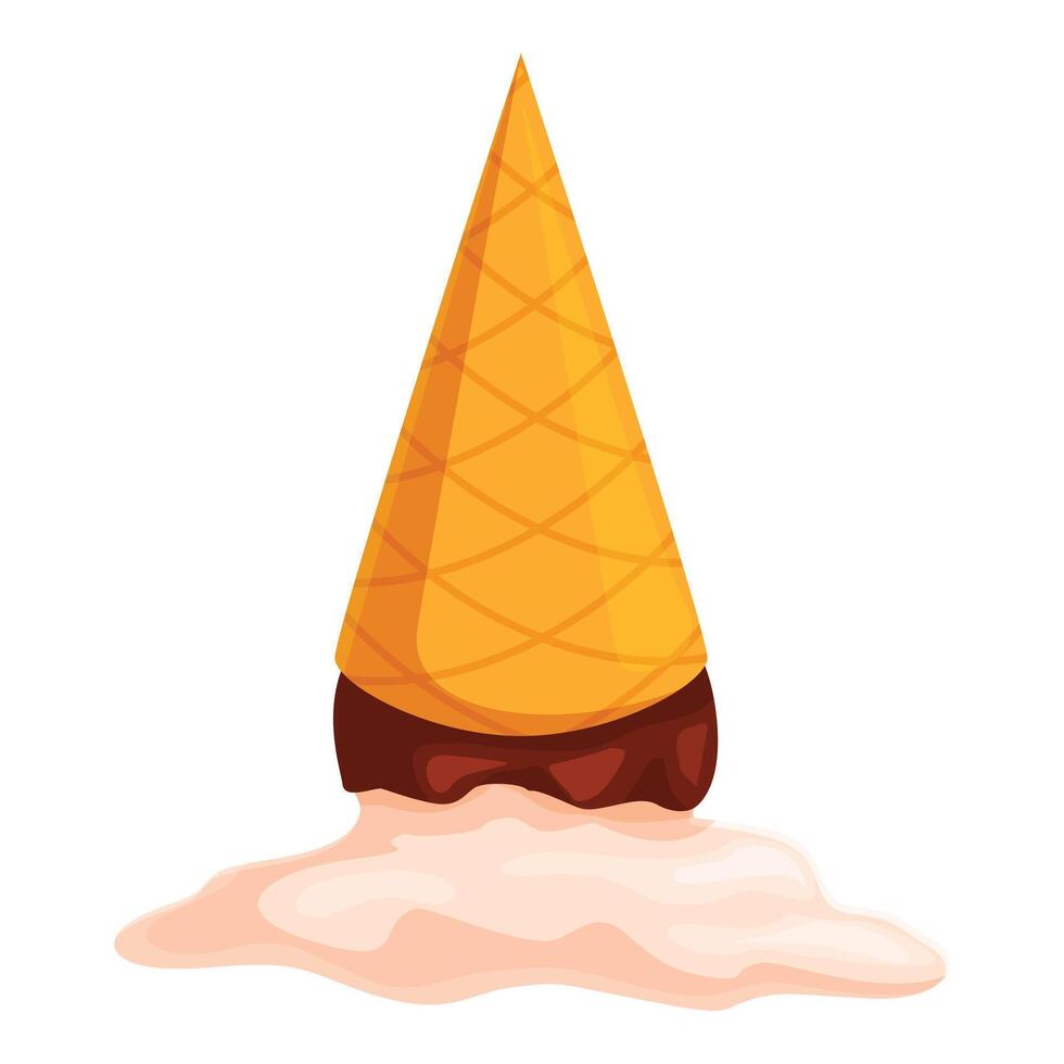 Ice cream cone melting on the ground vector