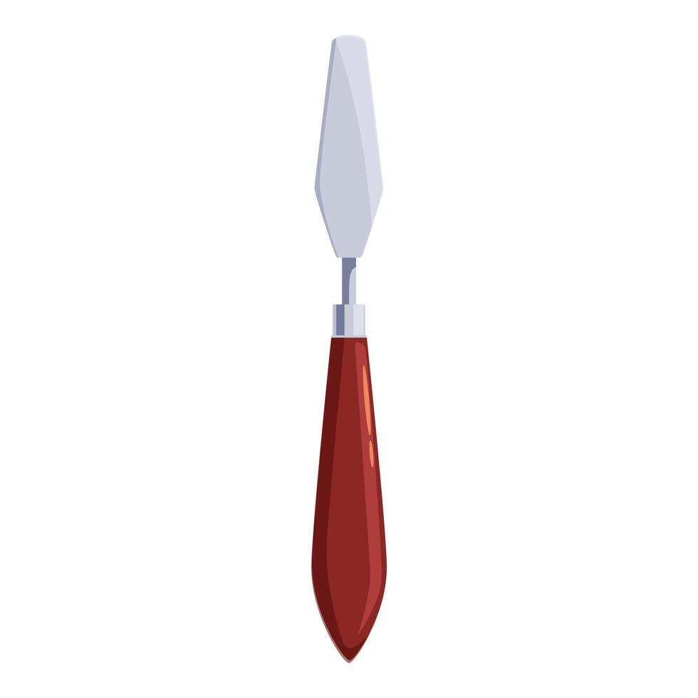 Palette knife with wooden handle standing upright on white background vector