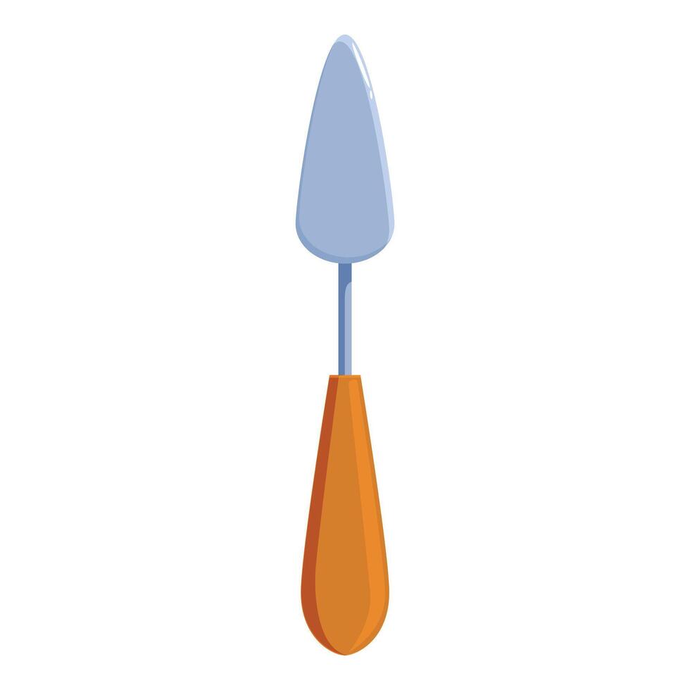 Palette knife with wooden handle for painting spreading material on canvas vector