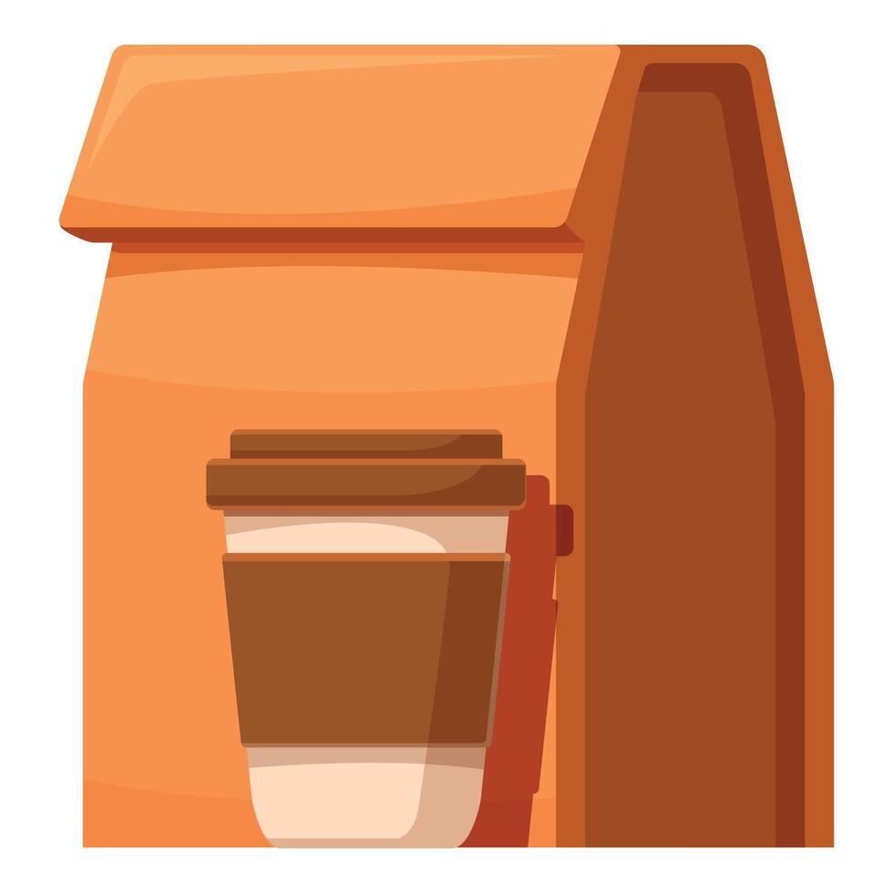 Brown paper bag with cup of coffee for breakfast or lunch vector