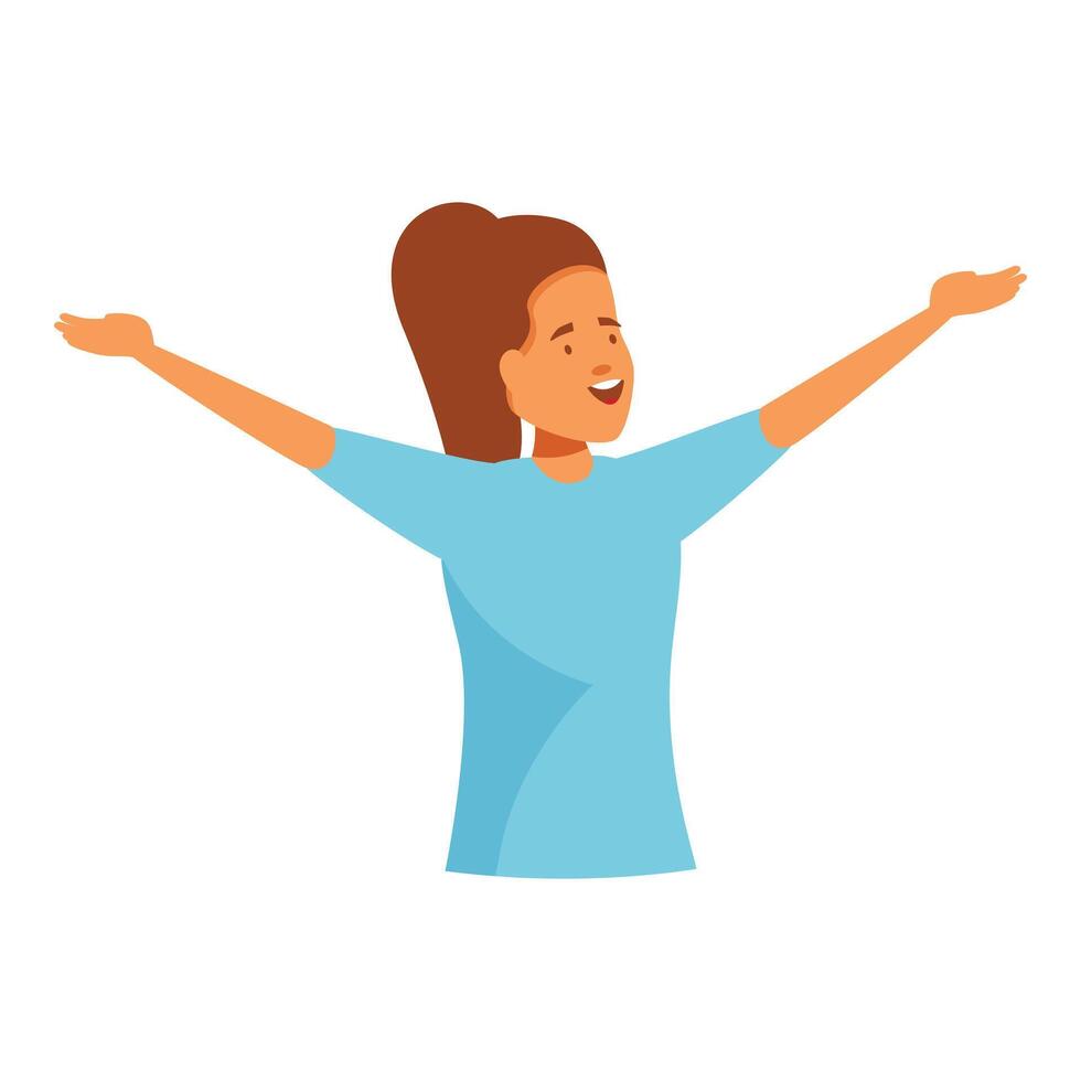 Young woman with open arms expressing happiness and freedom vector