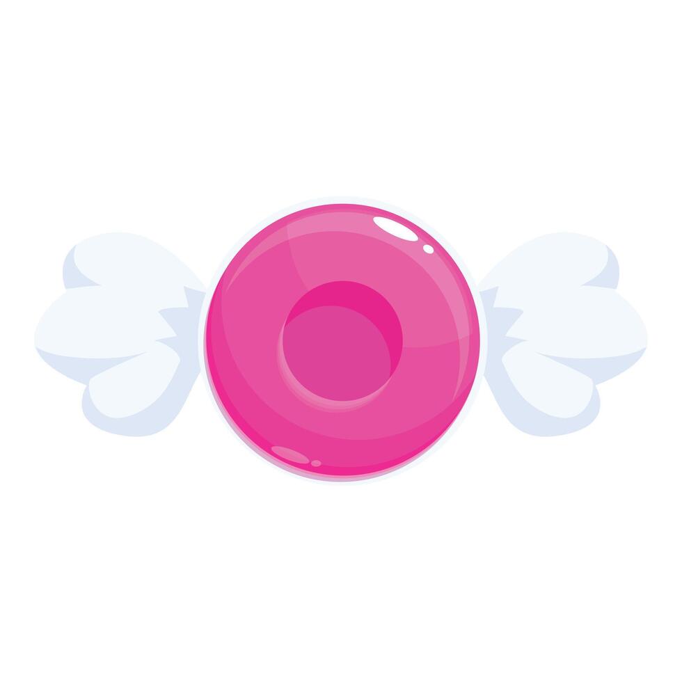 Pink candy flying with white wings cartoon illustration vector