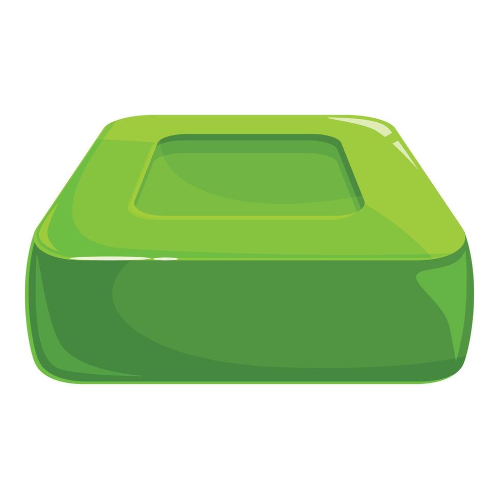 Green square button with concave top surface vector