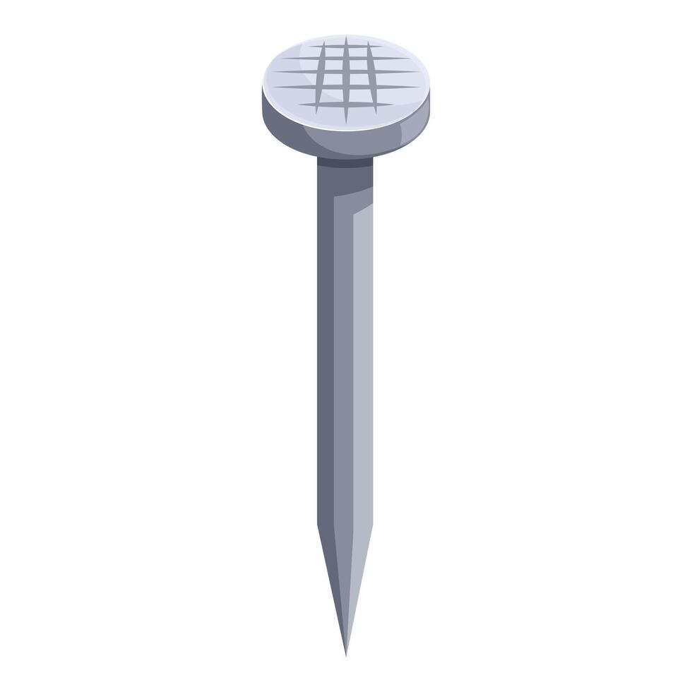 Metal steel nail pointing upwards with cross pattern vector