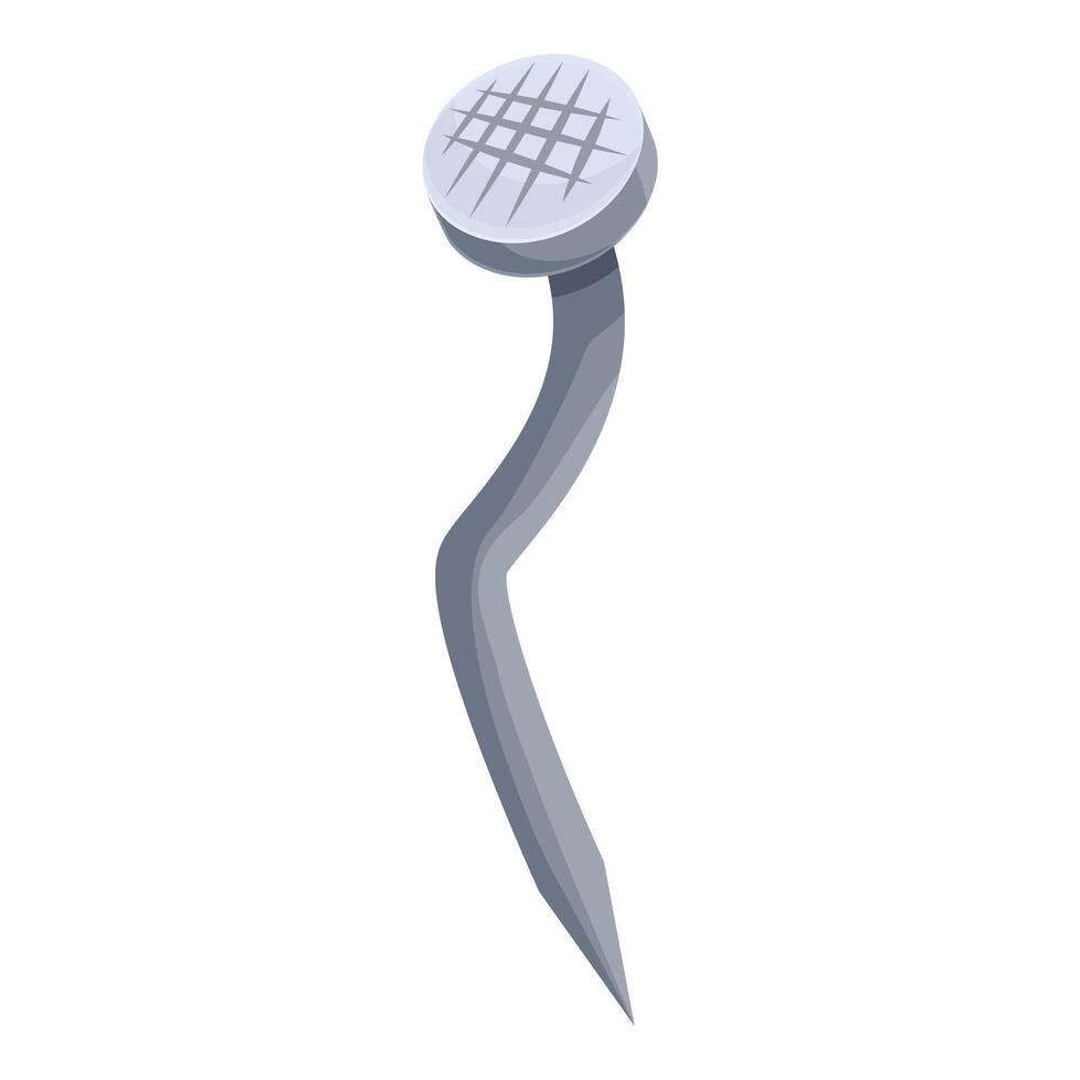 Bent metal nail is lying on a white background vector