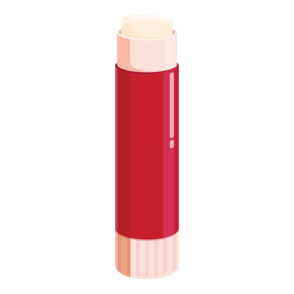 Red lipstick tube standing up with cap off vector