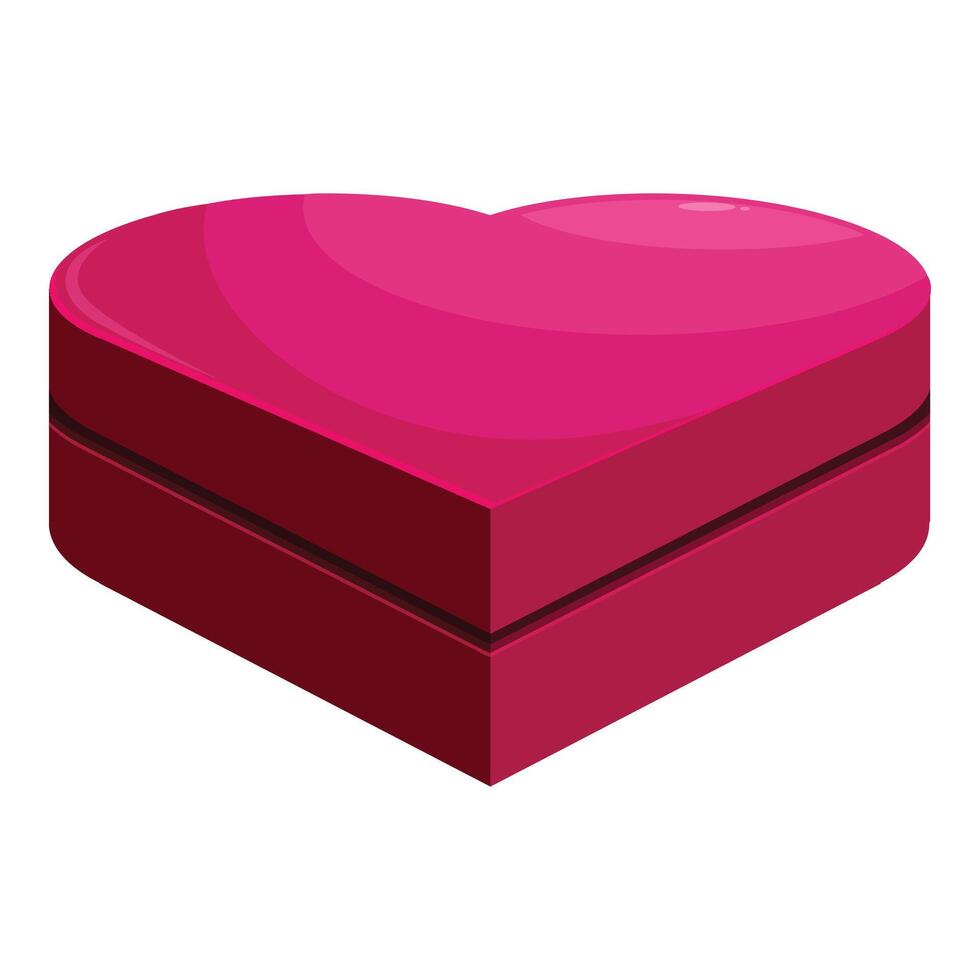 Closed heart shaped gift box sitting on white background vector