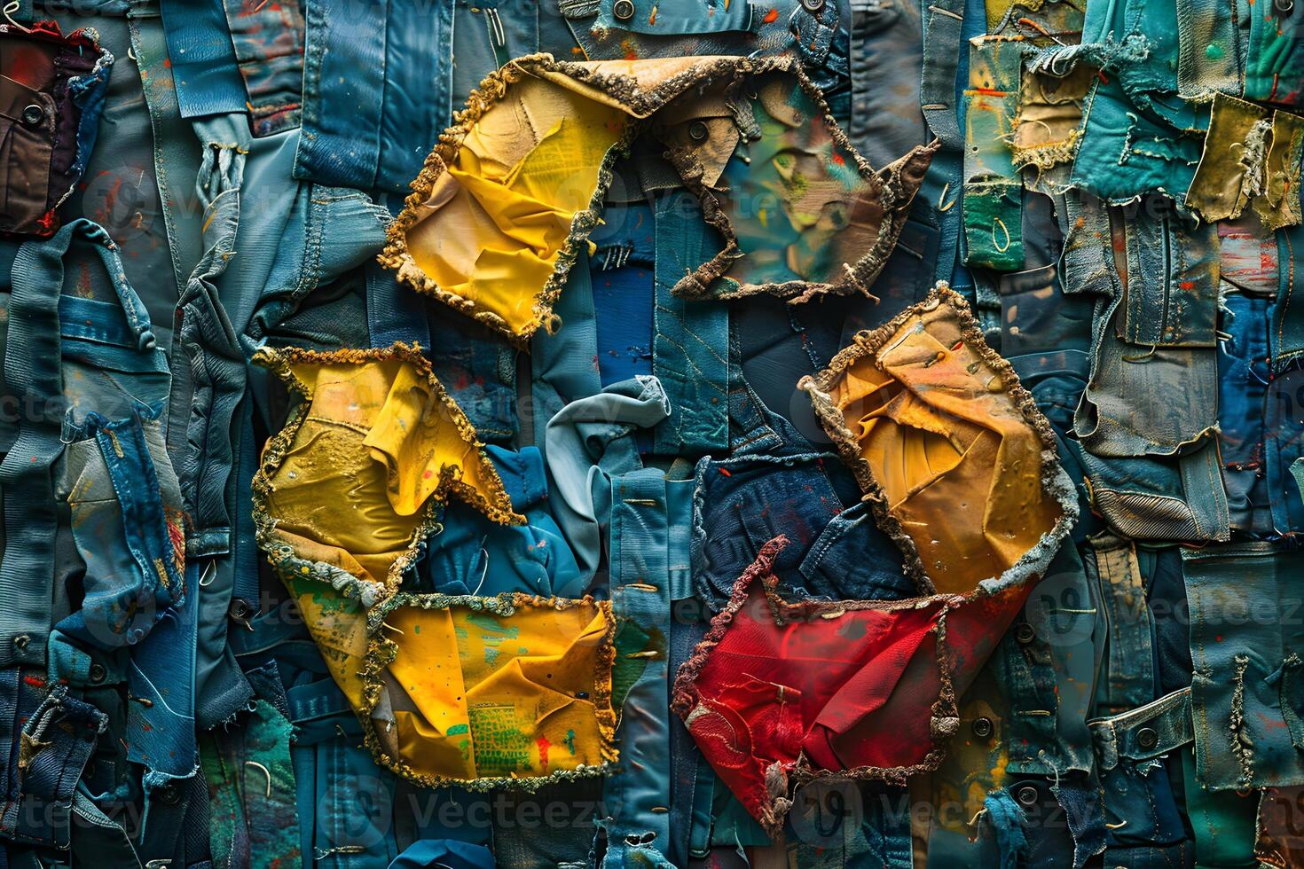 Recycled Denim Art Installation - Sustainable Fashion Design for Eco-Friendly Projects photo