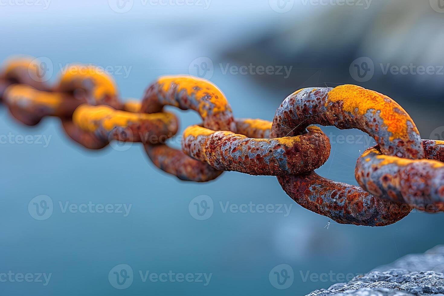 Rusty Chain Links Over Water - Industrial, Abstract, Nautical Theme for Prints, Cards, Posters photo