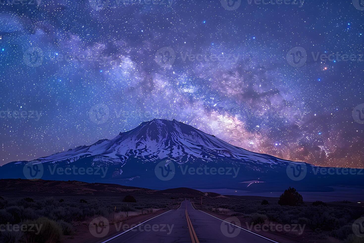 Stunning Night Sky Over Mountain with Milky Way Galaxy - Nature, Astronomy, Landscape, and Stargazing Scene photo