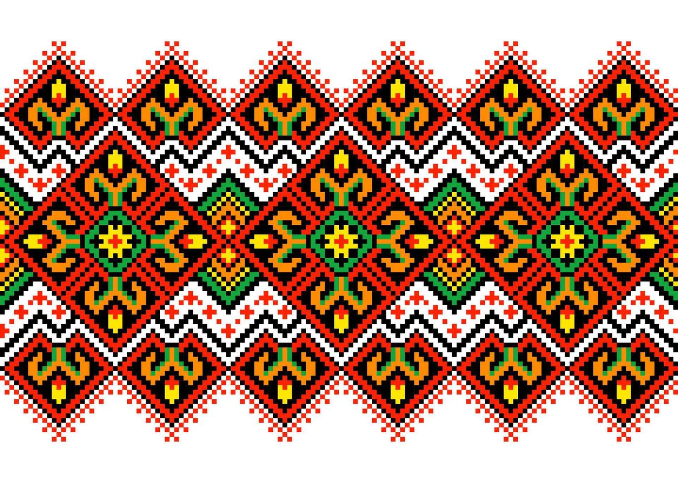 Fabric pattern, embroidery, textiles, Ukrainian fabric, Belarusian, Russian, Indonesian illustration, African Aztec style, traditional seamless pattern for printing, clothing, surface, wallpaper. vector